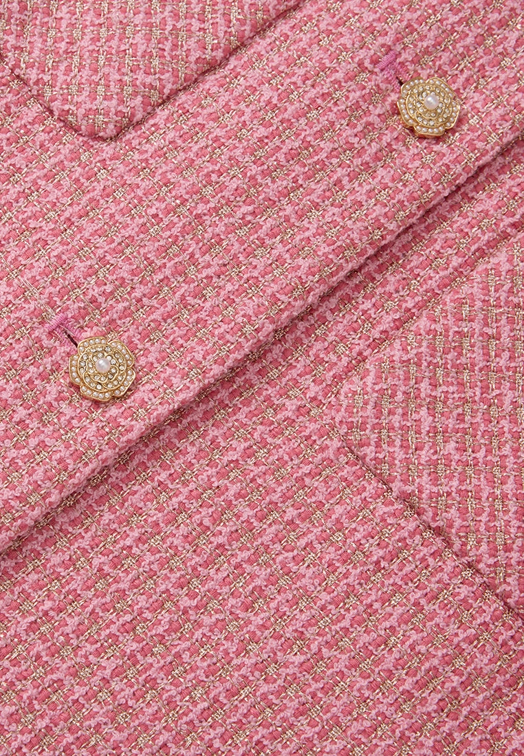 Frayed-trim Lurex-detail Cropped Tweed Jacket