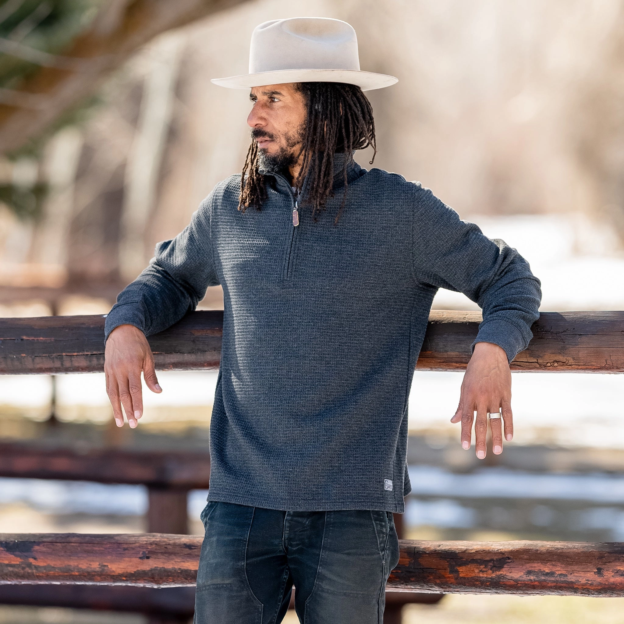 Free Country Men's Glenclyffe Waffle 1/4 Zip Mock Neck Shirt