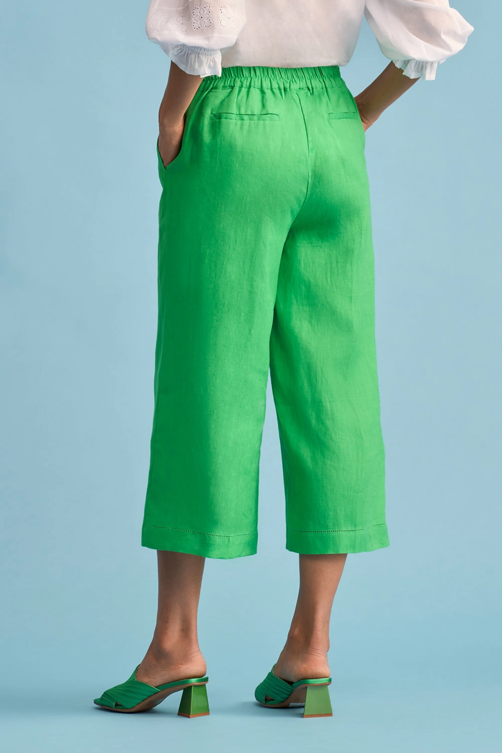 French Linen Culotte - Vibrant Green