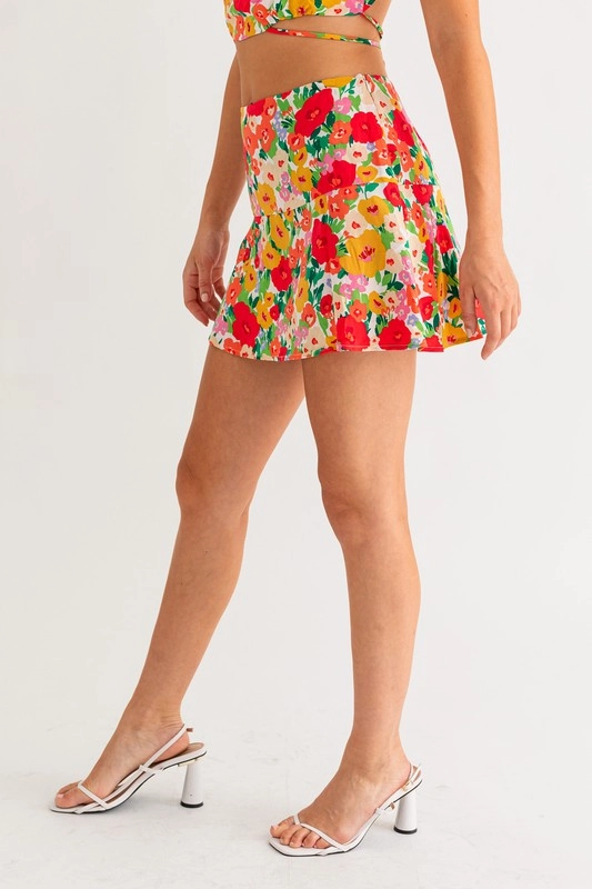 French Riviera Floral Mini Skort