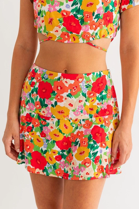 French Riviera Floral Mini Skort