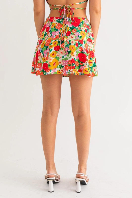 French Riviera Floral Mini Skort