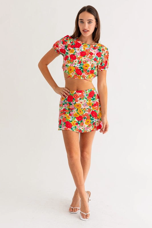 French Riviera Floral Mini Skort