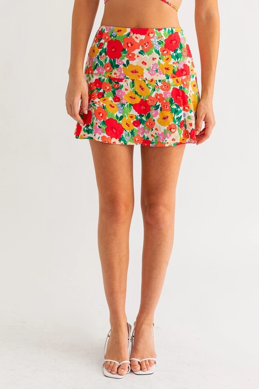 French Riviera Floral Mini Skort