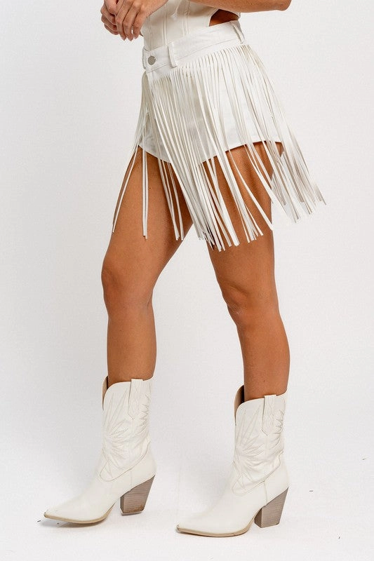 Fringe With Benefits High Waisted Denim Shorts