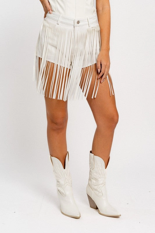 Fringe With Benefits High Waisted Denim Shorts