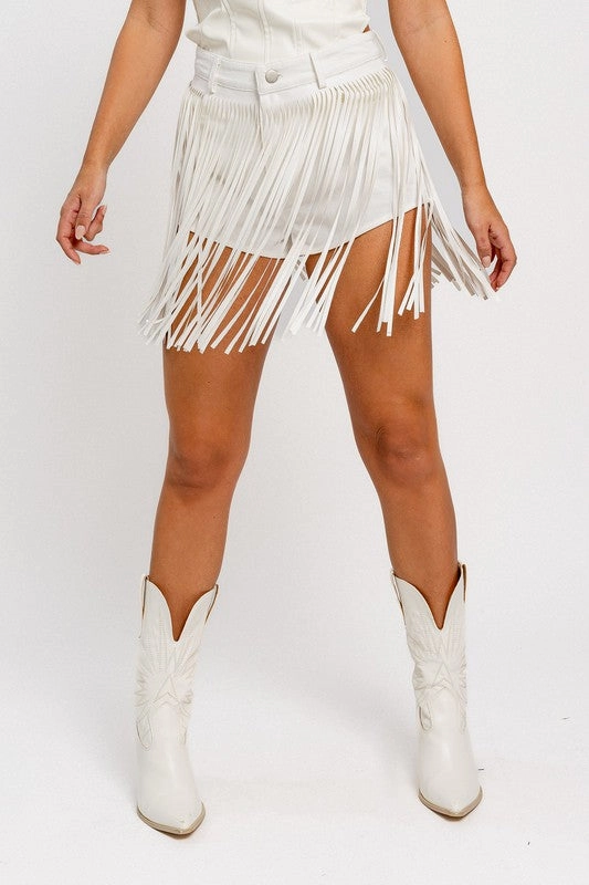 Fringe With Benefits High Waisted Denim Shorts