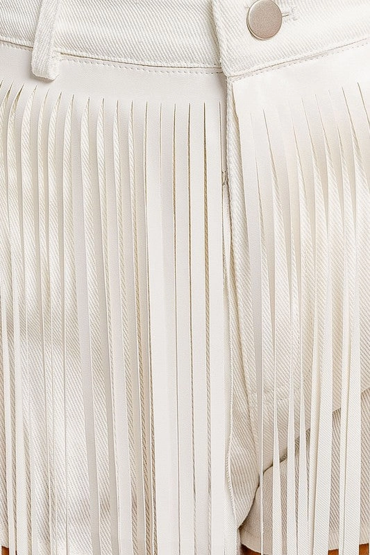 Fringe With Benefits High Waisted Denim Shorts