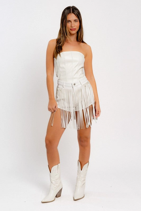 Fringe With Benefits High Waisted Denim Shorts