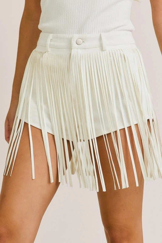 Fringe With Benefits High Waisted Denim Shorts