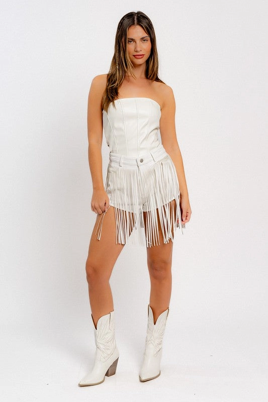 Fringe With Benefits High Waisted Denim Shorts