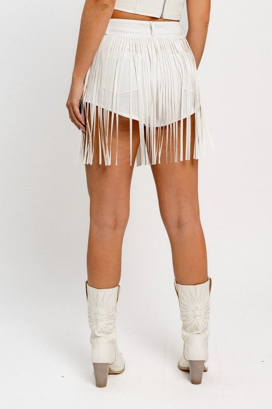 Fringe With Benefits High Waisted Denim Shorts