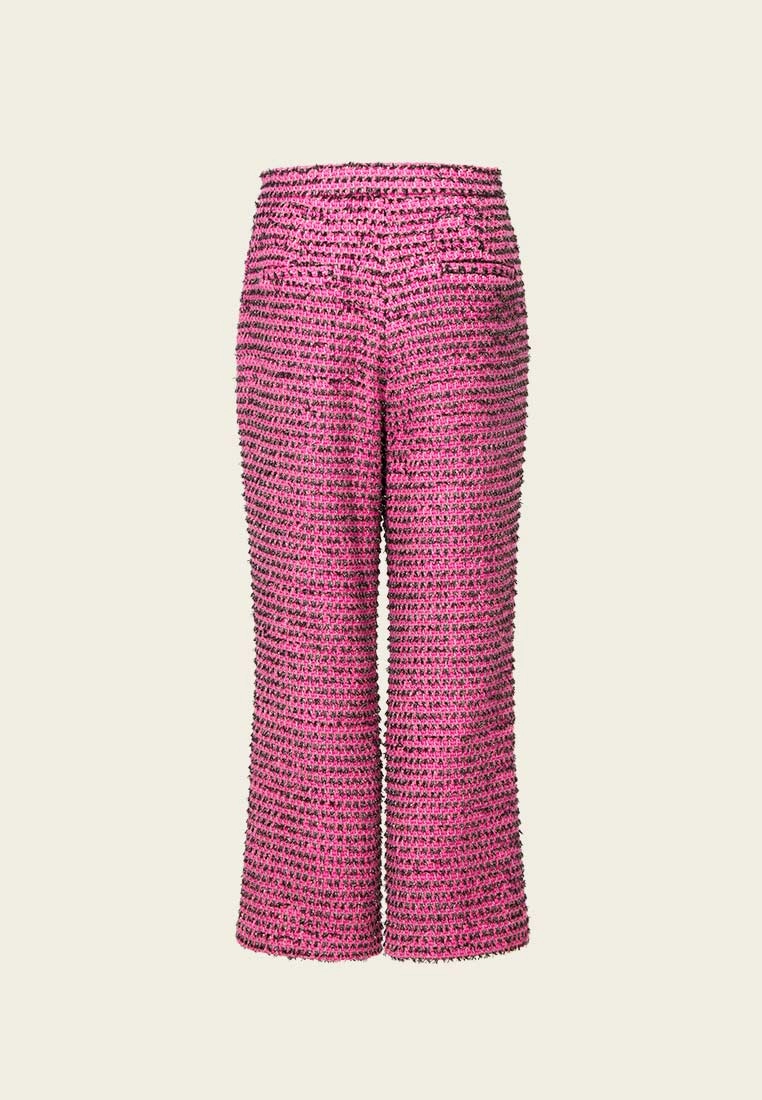 Fuchsia Lurex Tweed Flare Pants