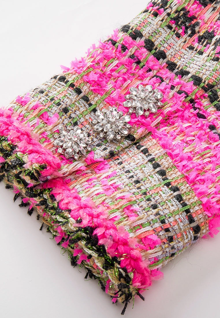 Fuchsia Shawl-lapel Striped Jacket