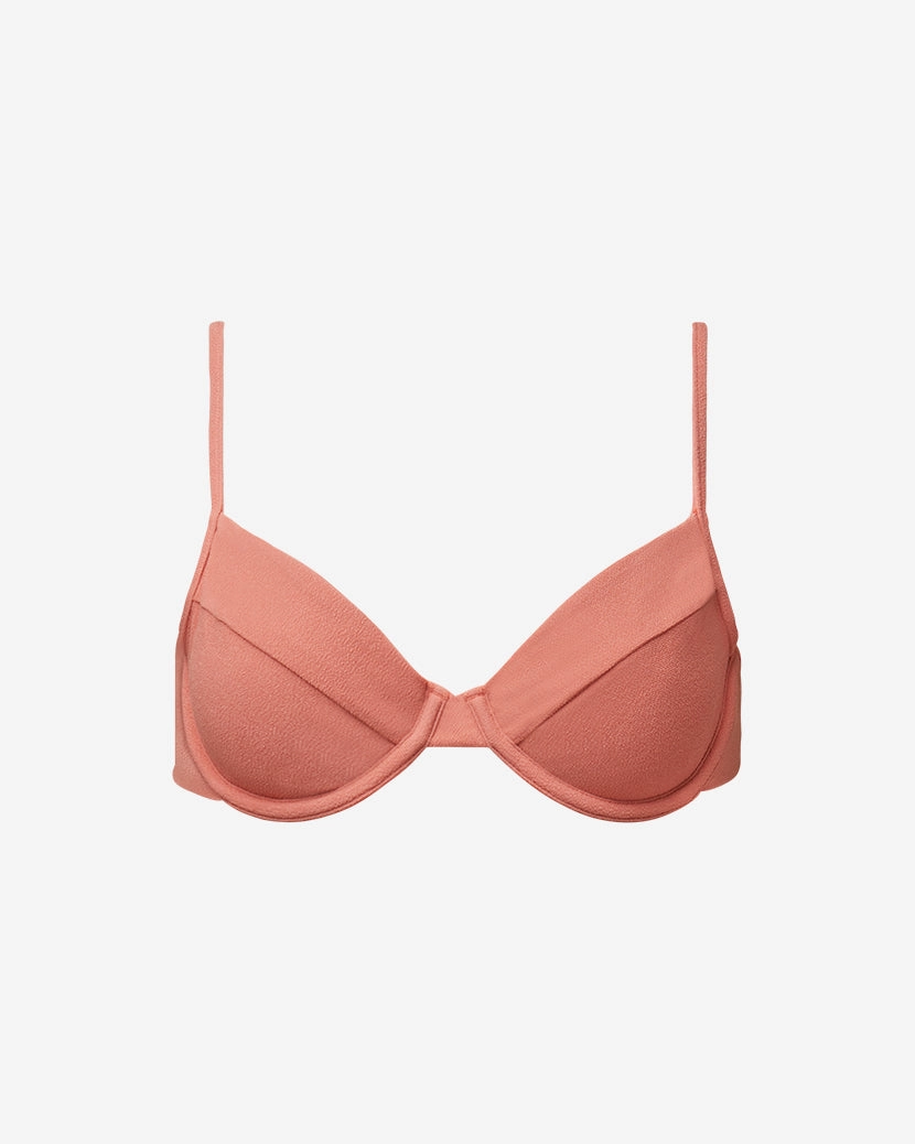 Full Coverage Crepe Knit Underwire Bikini Top