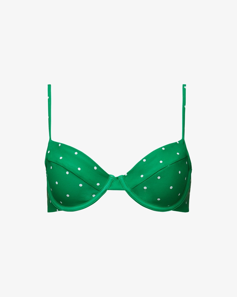 Full Coverage Underwire Micro Polka Dot Bikini Top