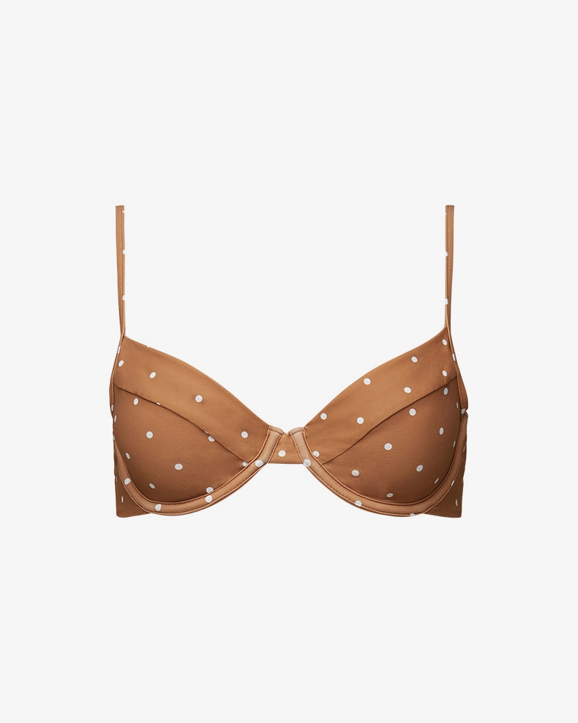 Full Coverage Underwire Micro Polka Dot Bikini Top