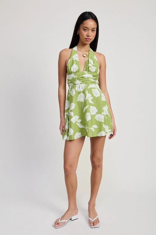Garden Muse Halter Mini Dress