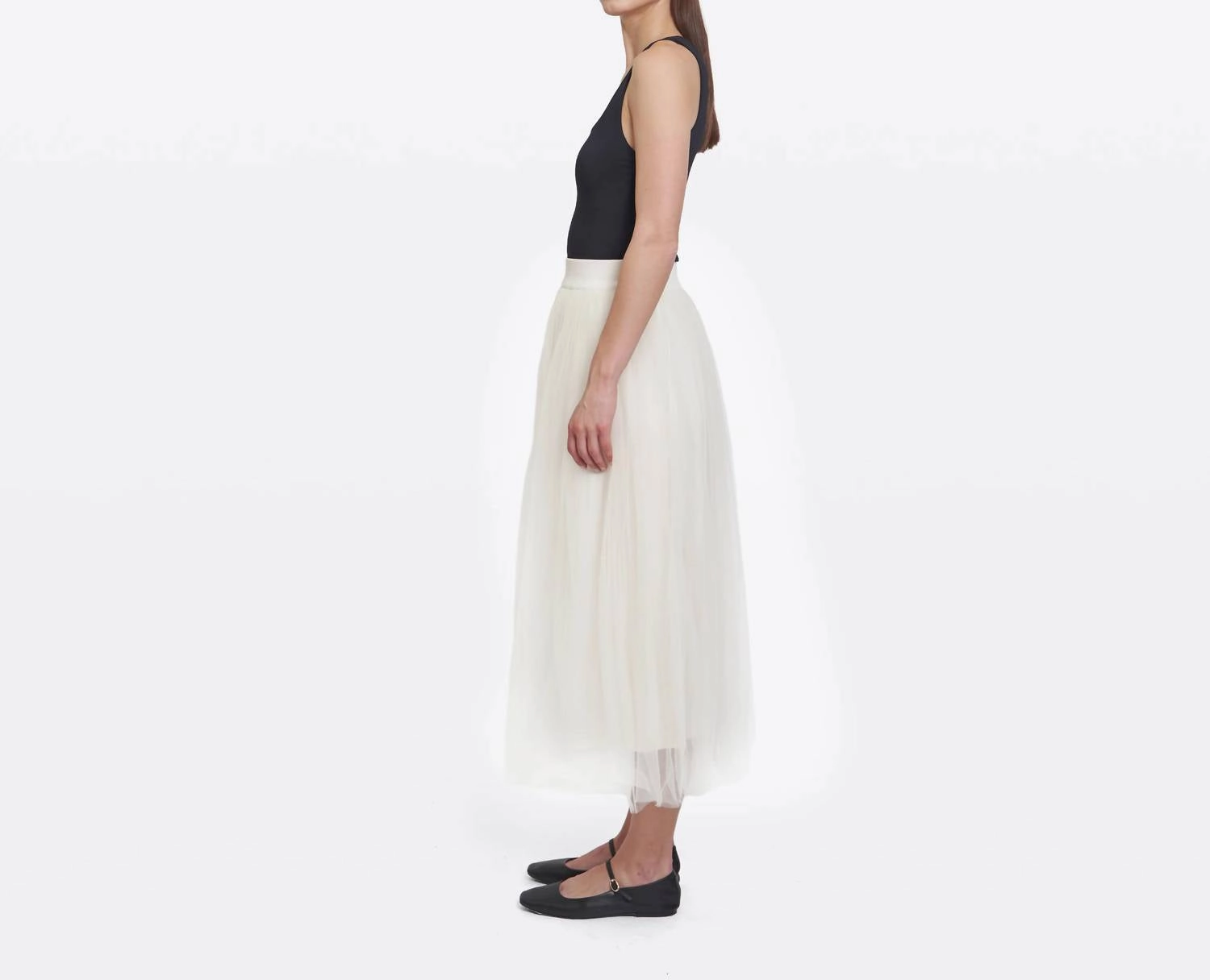 Gathered Tulle Skirt In Sand
