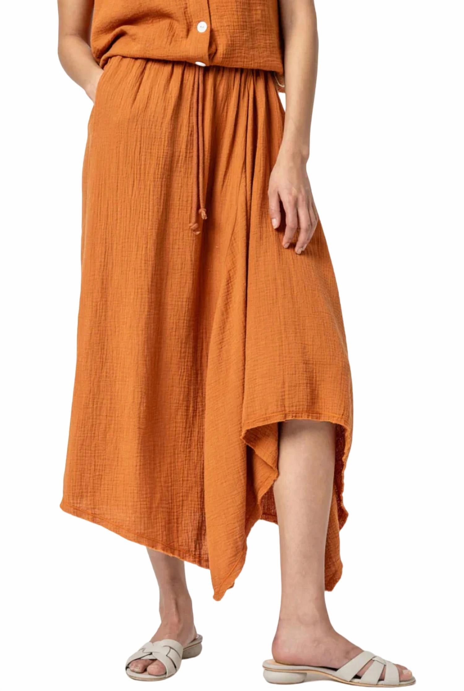 Gauze Waterfall Skirt In Sienna
