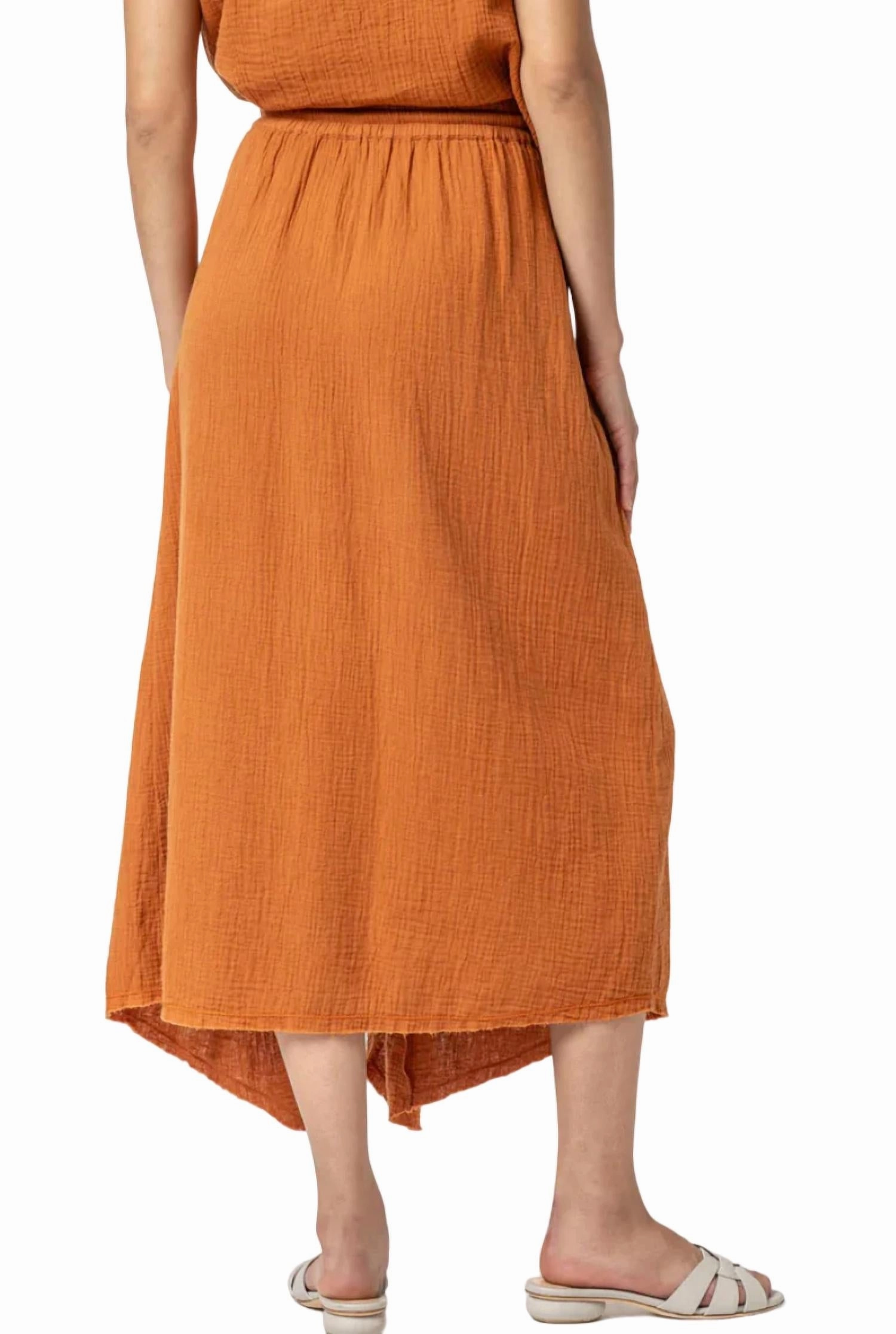 Gauze Waterfall Skirt In Sienna