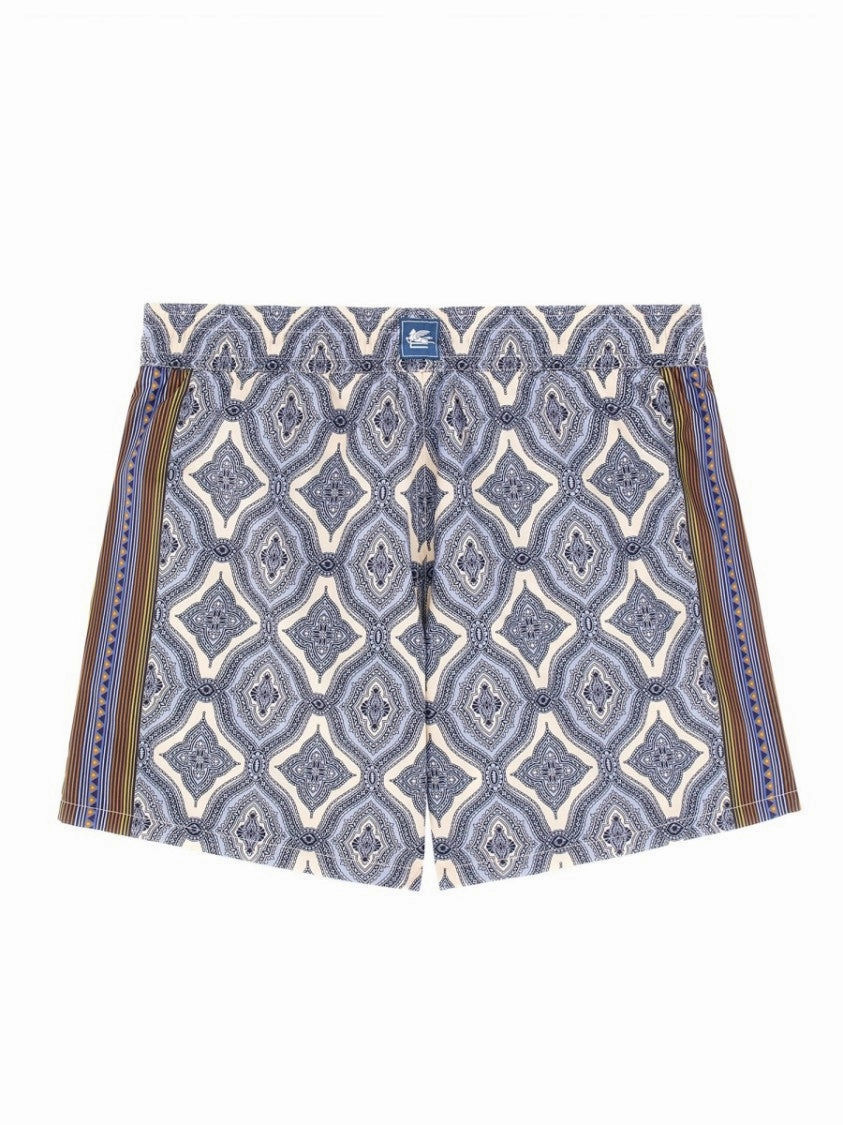 Geometric Pattern Boxer Swimsuit