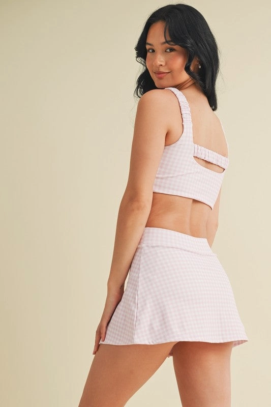 Gingham A-Line High Rise Skort