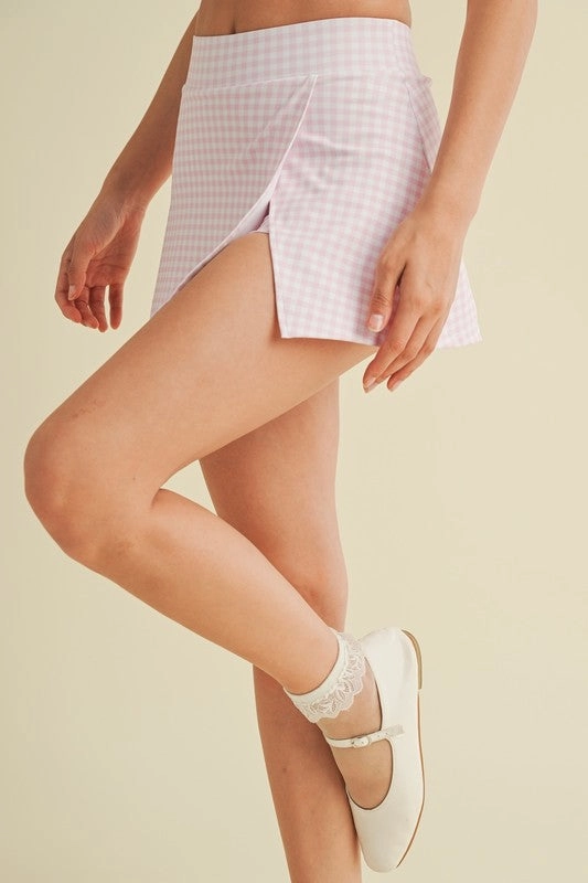 Gingham A-Line High Rise Skort