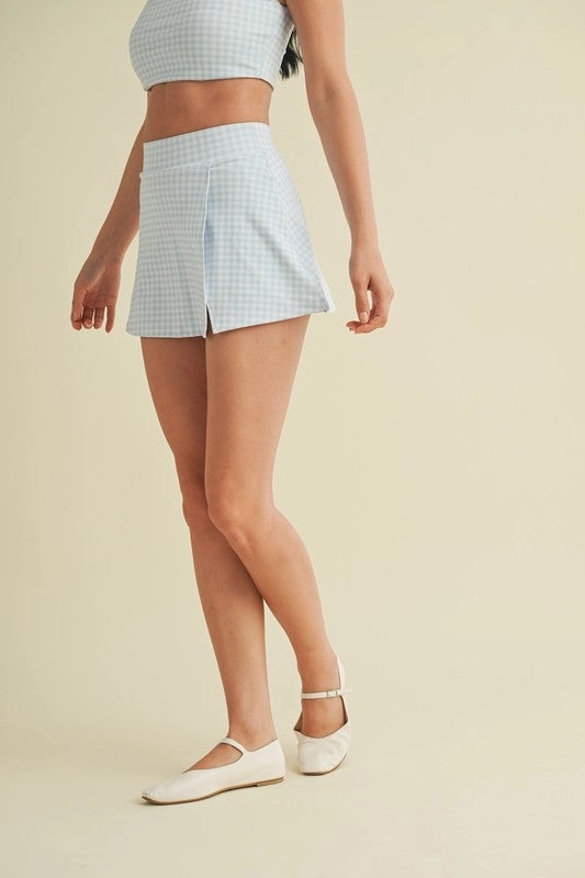 Gingham A-Line High Rise Skort
