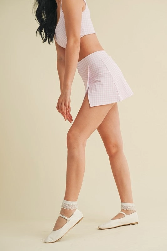 Gingham A-Line High Rise Skort