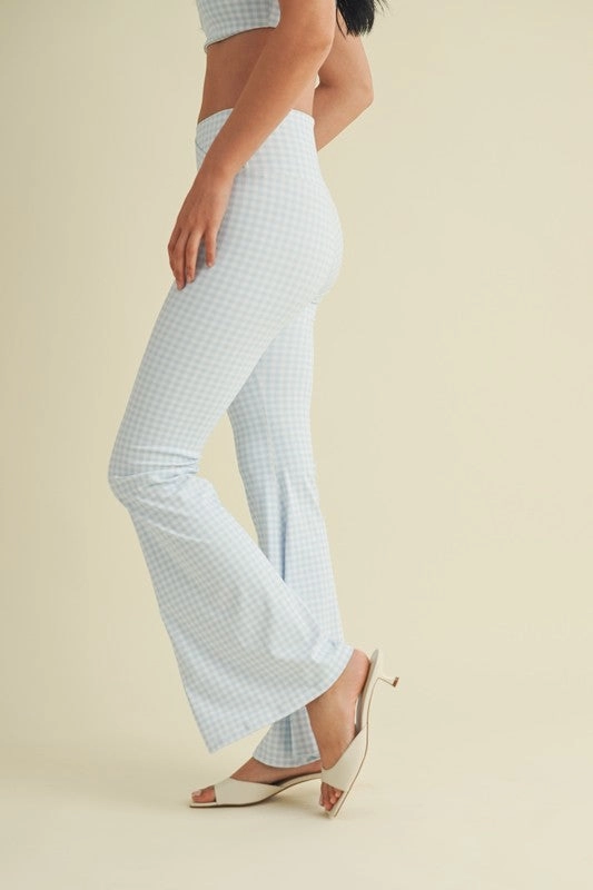 Gingham Soft Sculpt V-Waist Flare Pants