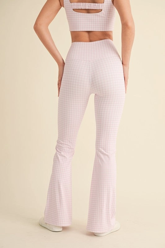 Gingham Soft Sculpt V-Waist Flare Pants