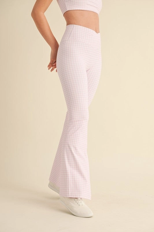 Gingham Soft Sculpt V-Waist Flare Pants