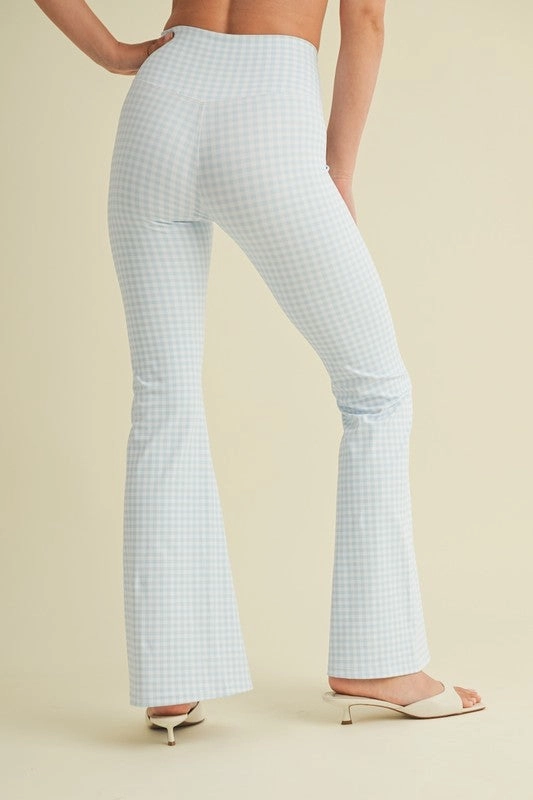 Gingham Soft Sculpt V-Waist Flare Pants