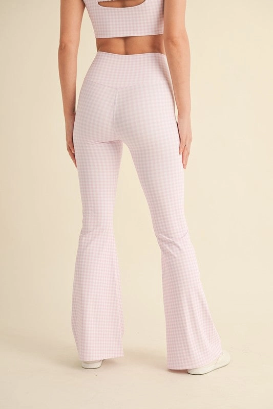 Gingham Soft Sculpt V-Waist Flare Pants