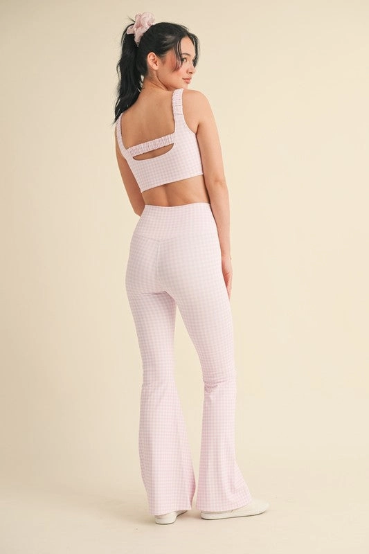 Gingham Soft Sculpt V-Waist Flare Pants