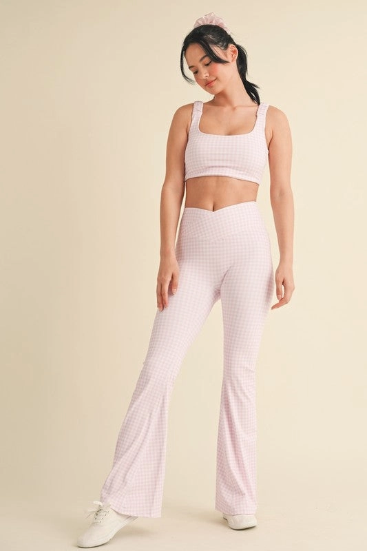 Gingham Soft Sculpt V-Waist Flare Pants