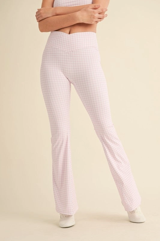 Gingham Soft Sculpt V-Waist Flare Pants