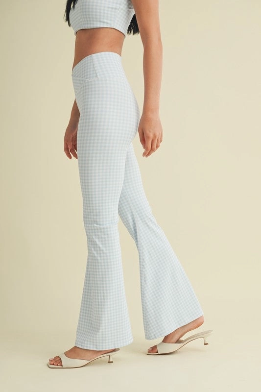 Gingham Soft Sculpt V-Waist Flare Pants