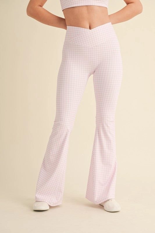 Gingham Soft Sculpt V-Waist Flare Pants