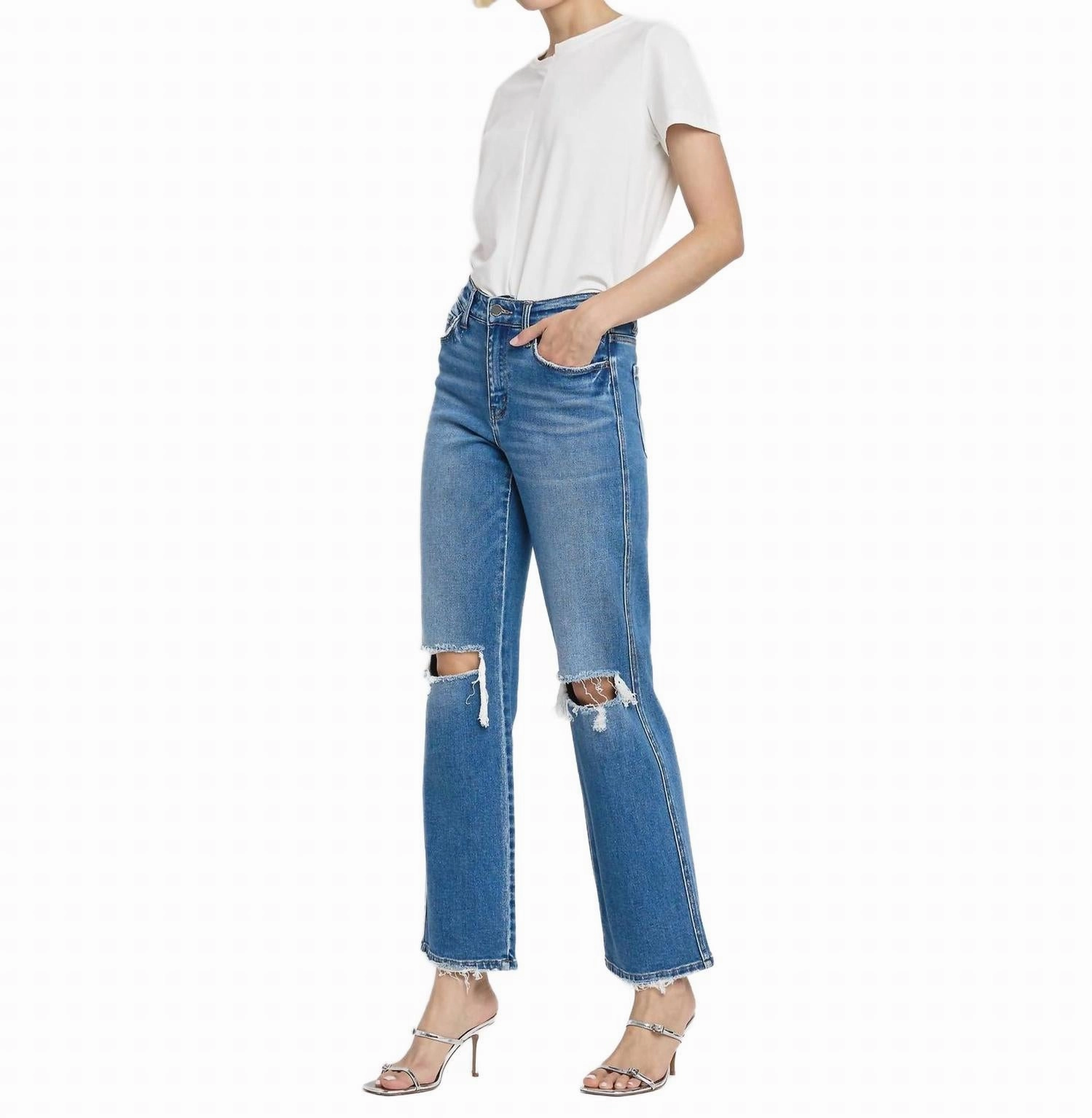 Gladden High Rise Slim Wide Leg Jeans In Medium Wash