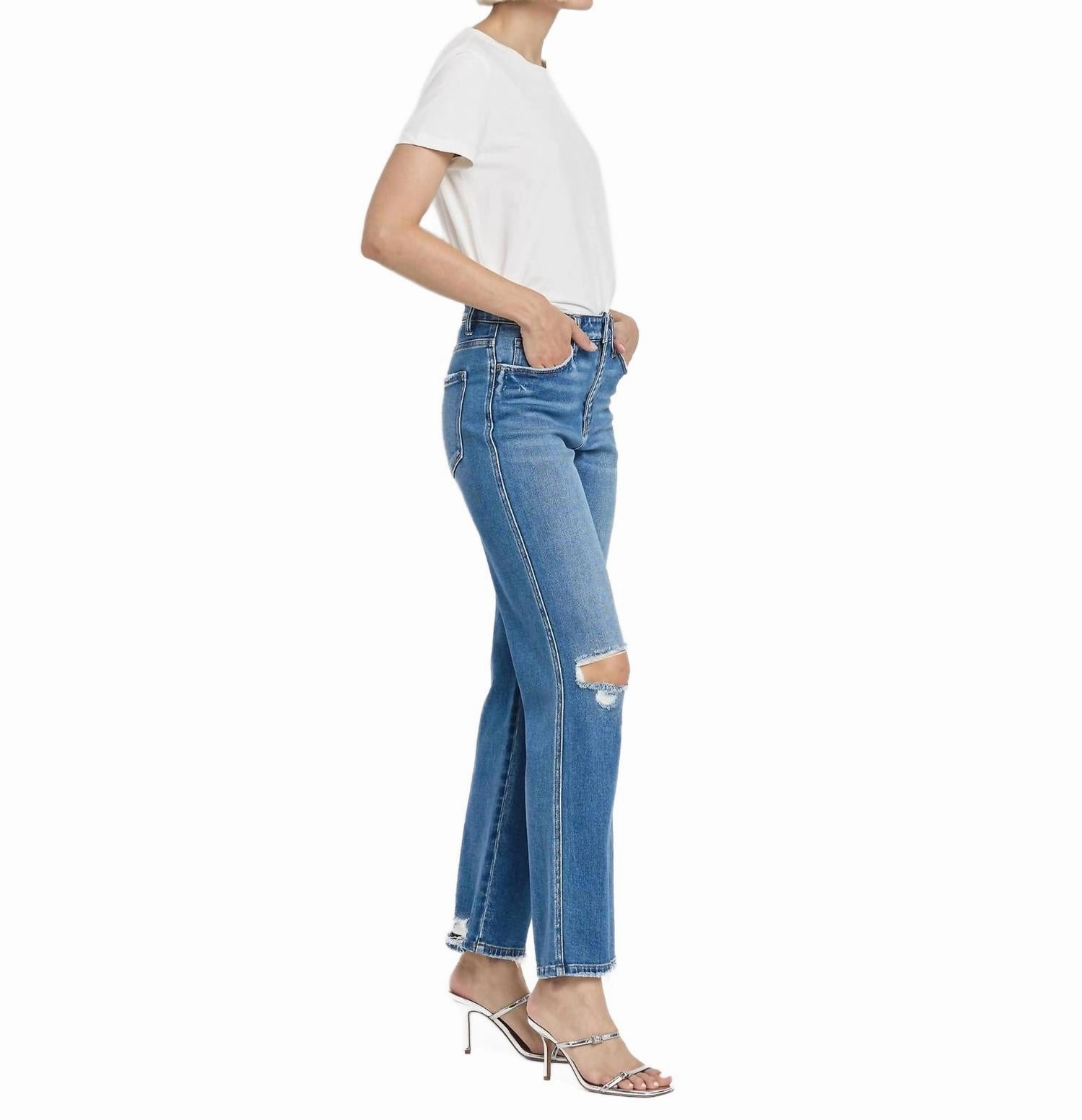 Gladden High Rise Slim Wide Leg Jeans In Medium Wash