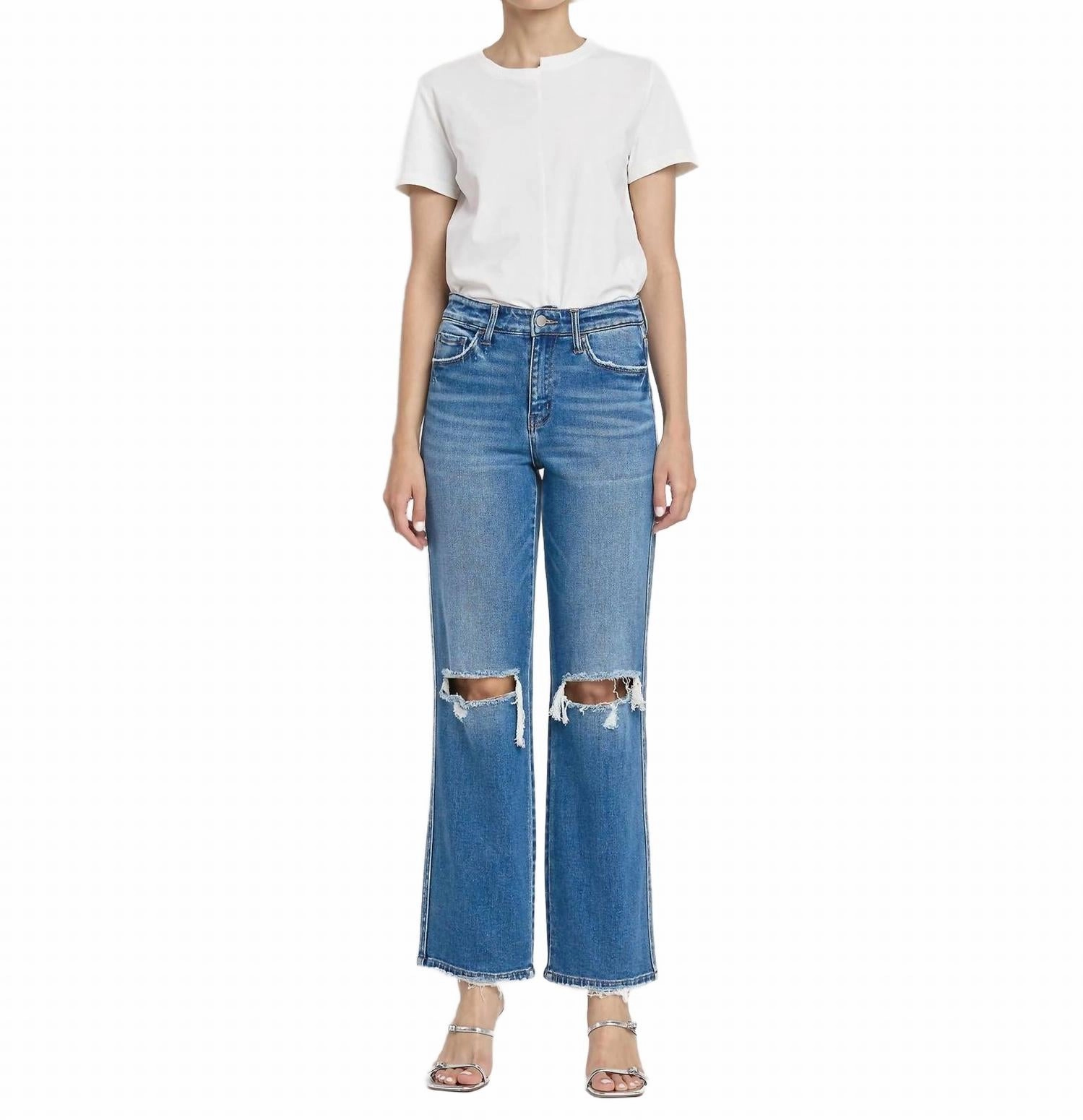 Gladden High Rise Slim Wide Leg Jeans In Medium Wash