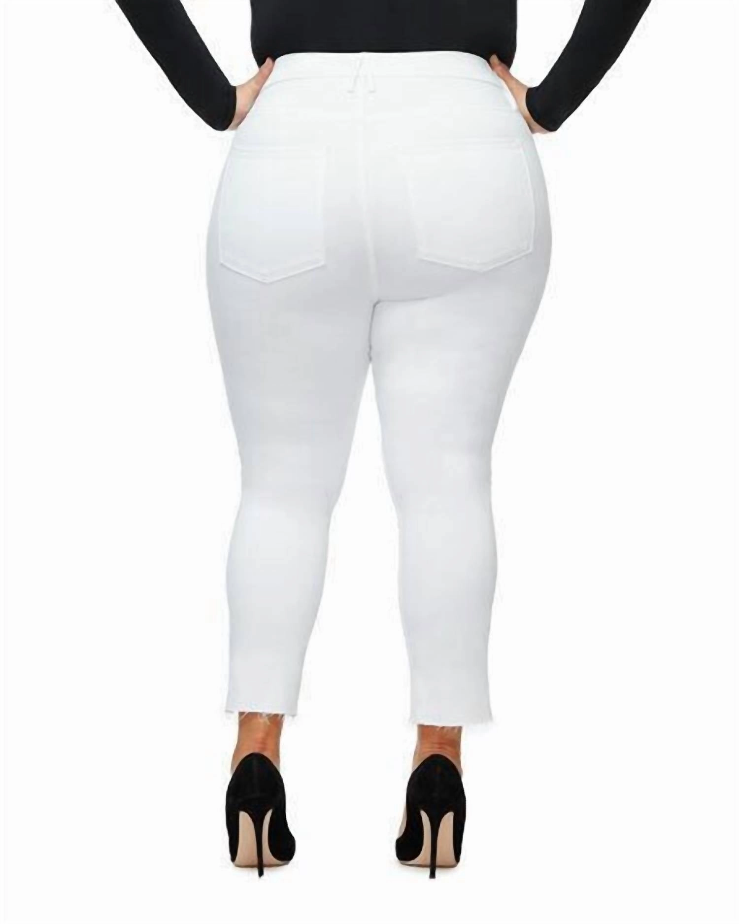 Good Legs Cascade Raw Hem Skinny Jeans In White