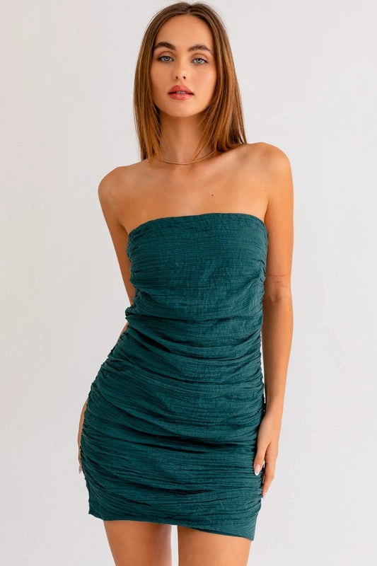 Got The Invite Ruched Tube Mini Dress - Small