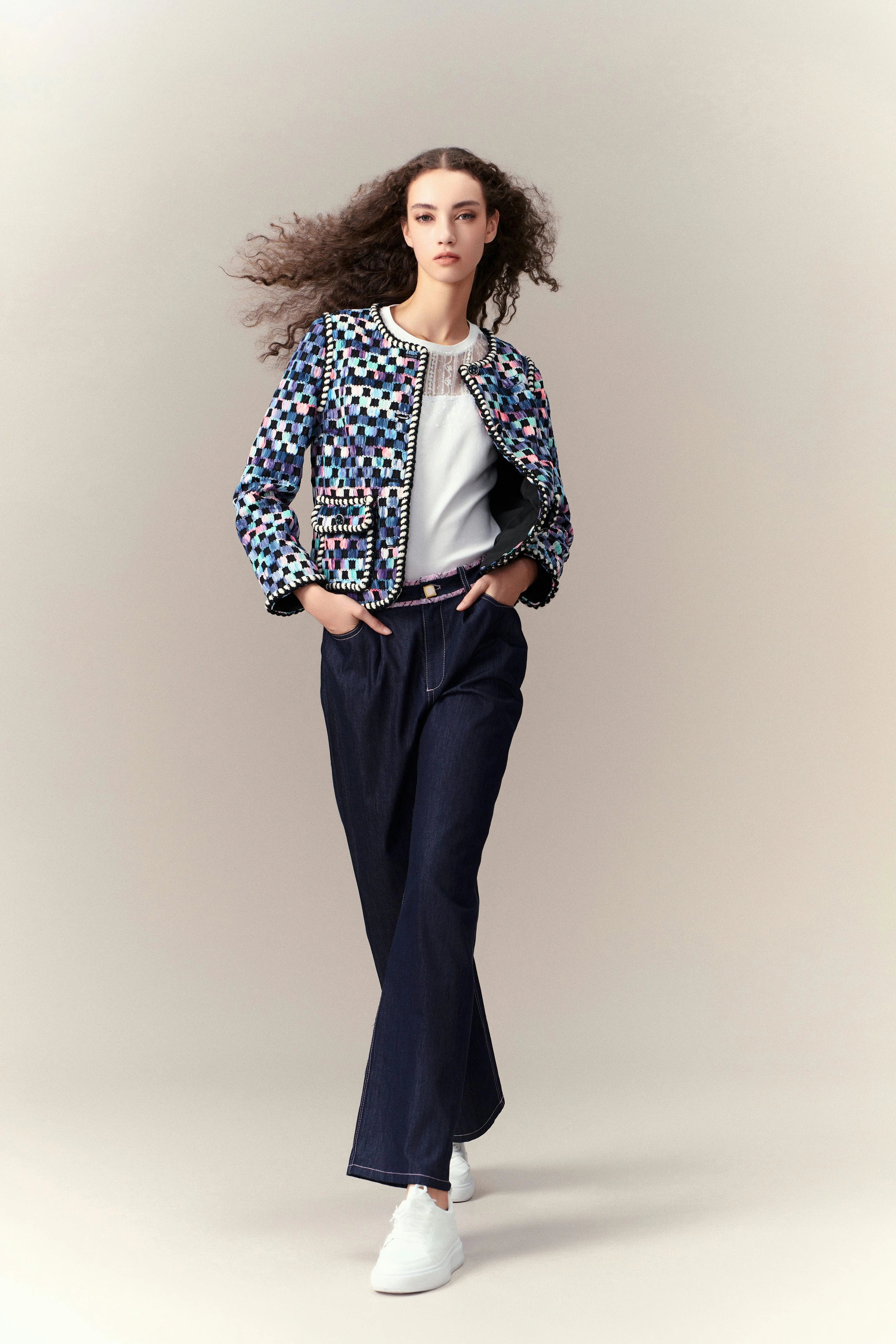 Gradient Checker Pattern Jacket