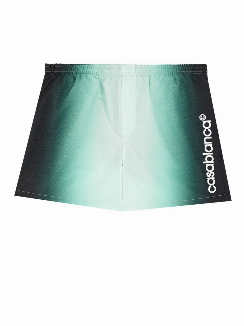 Gradient Design Boxer Swimsuit With Elastic Waistband