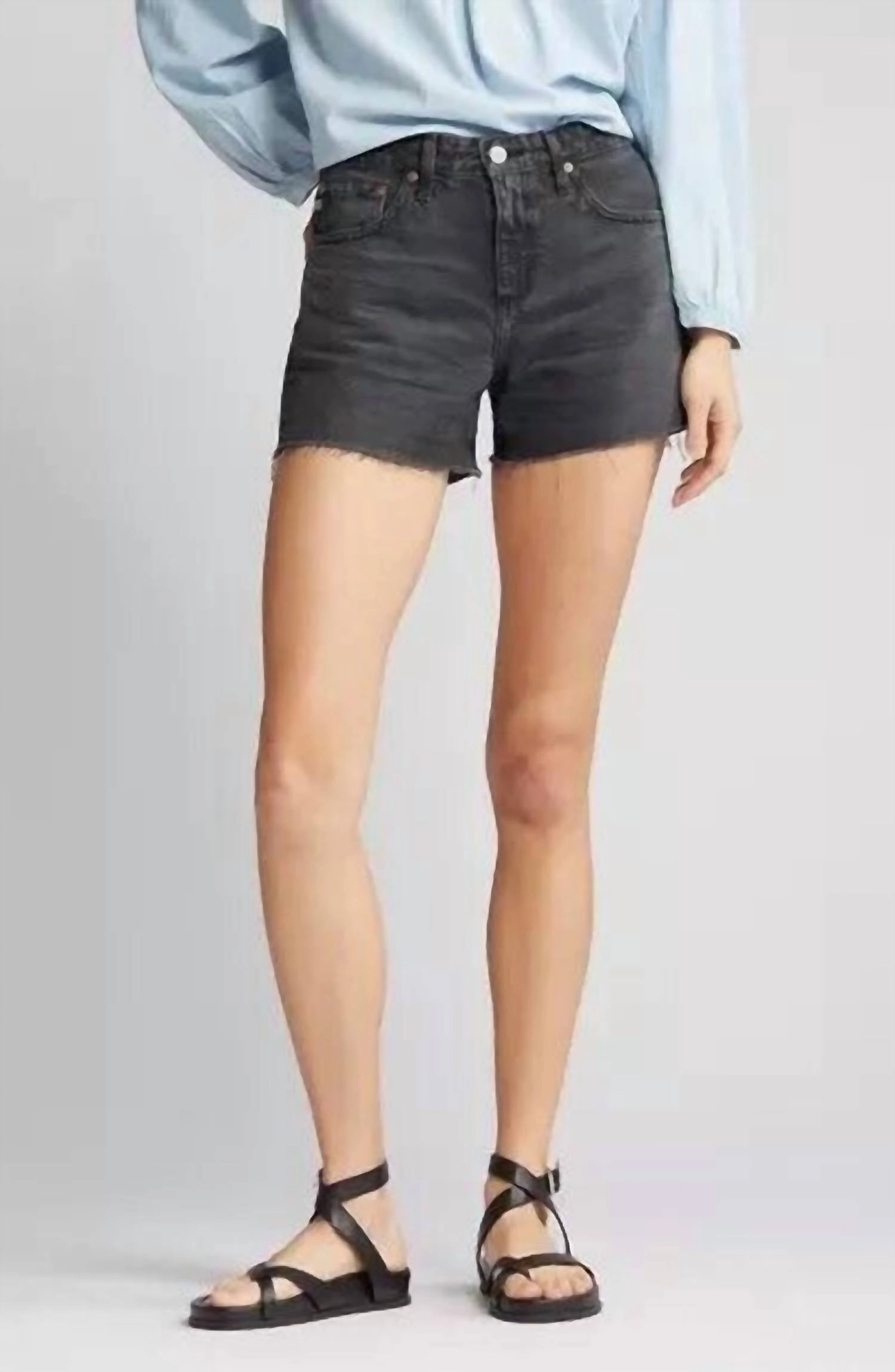 Hailey Cut-Off Ex Boyfriend Raw Hem Short In Black