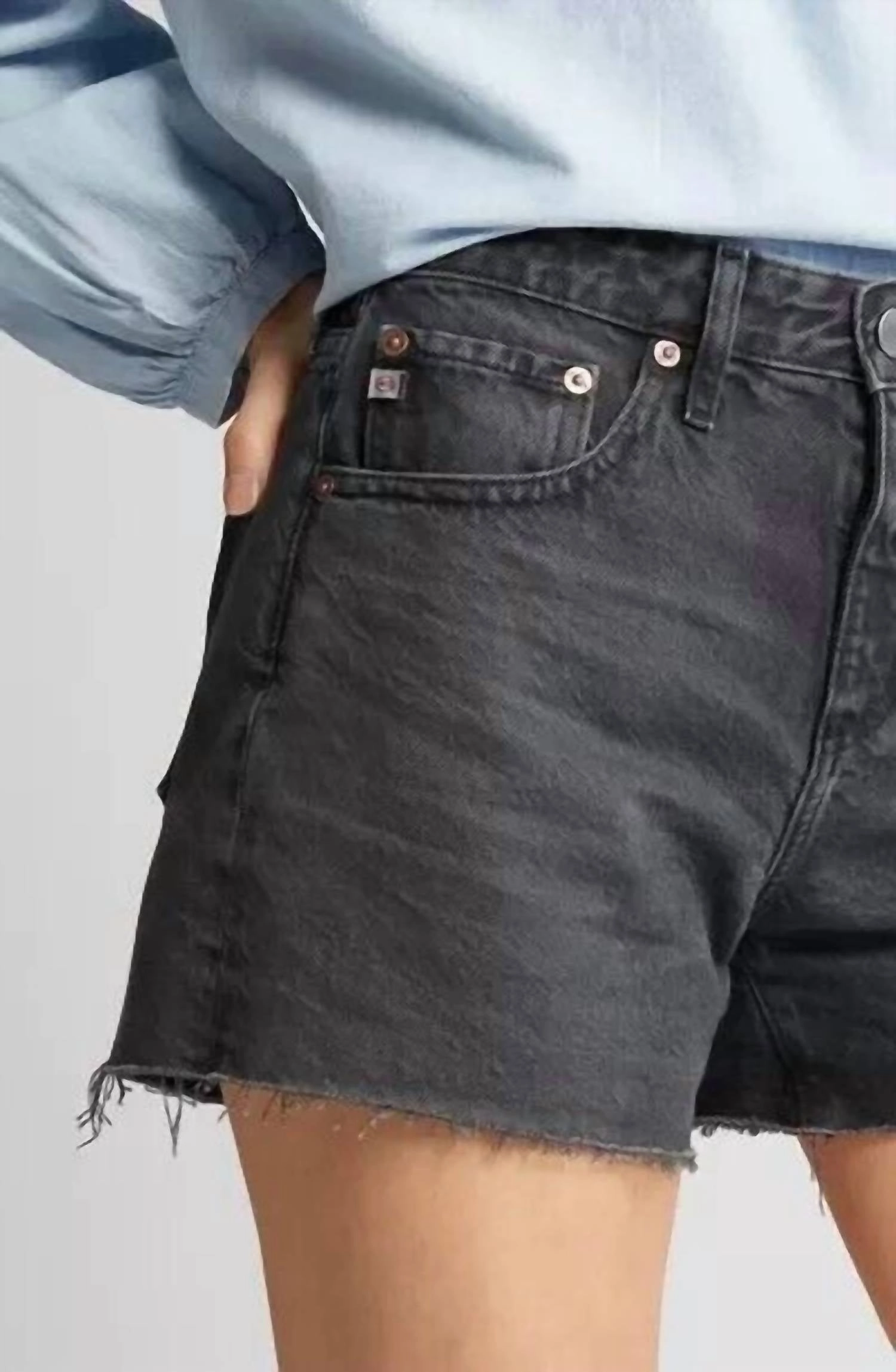 Hailey Cut-Off Ex Boyfriend Raw Hem Short In Black