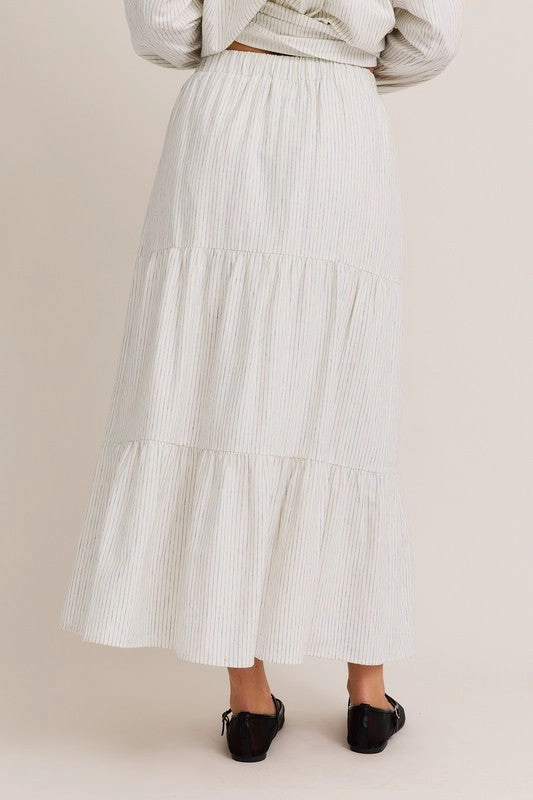 Harbor Breeze Striped Tiered Maxi Skirt